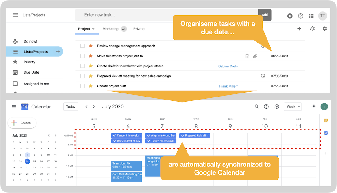 Integration in Google Calendar