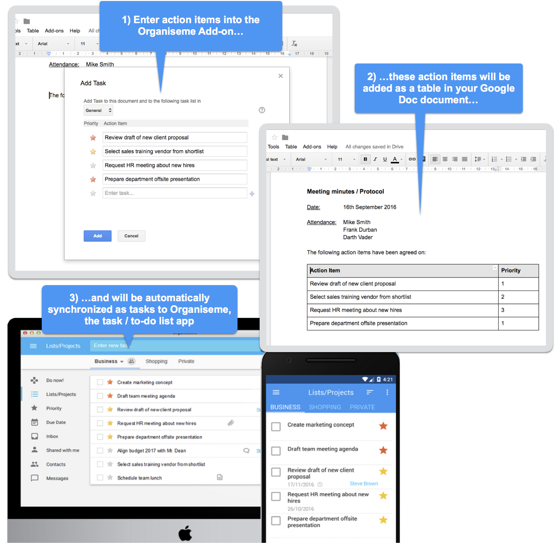 Organiseme add-on for Google Docs